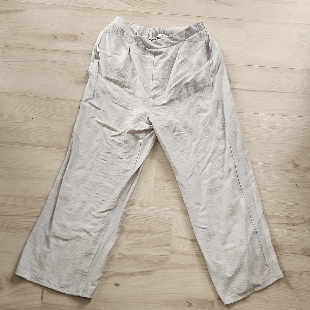 Elegant Beige Wide-Leg Women's Pants